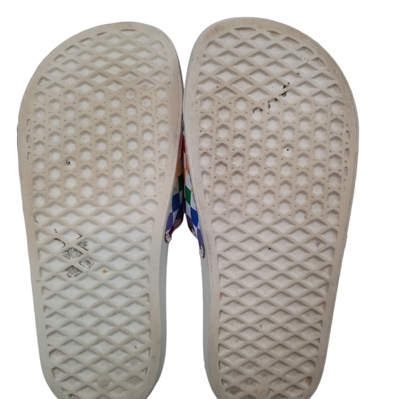 Vans La Costa Rainbow Checkerboard Slides Size 5 Youth Unisex Kids - Picture 6 of 10